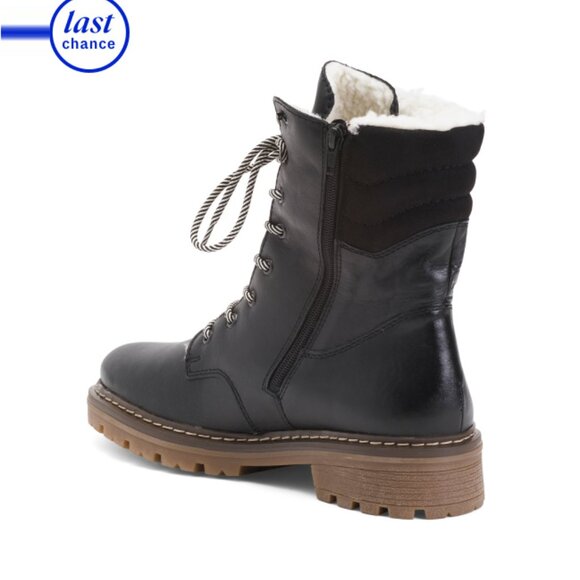 RIEKER Black Leather Lace Up Comfort Boots - Picture 2 of 2